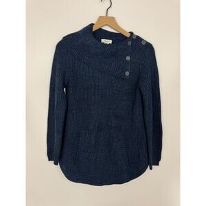 Style&Co Navy Blue Asymmetrical Button Knit Sweater Size Small